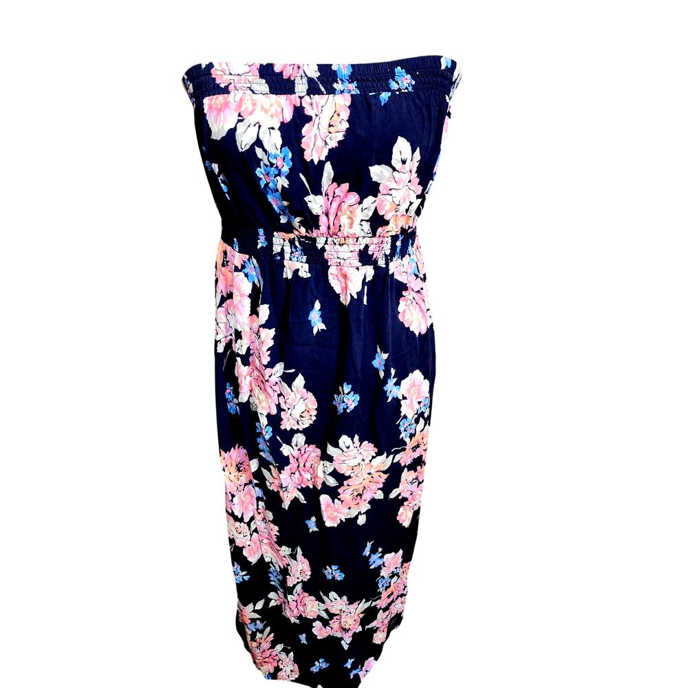 Old Navy Maternity Tube Maxi Dress Size XL Floral Smocked Boho Cottage Tropical - Picture 2 of 9